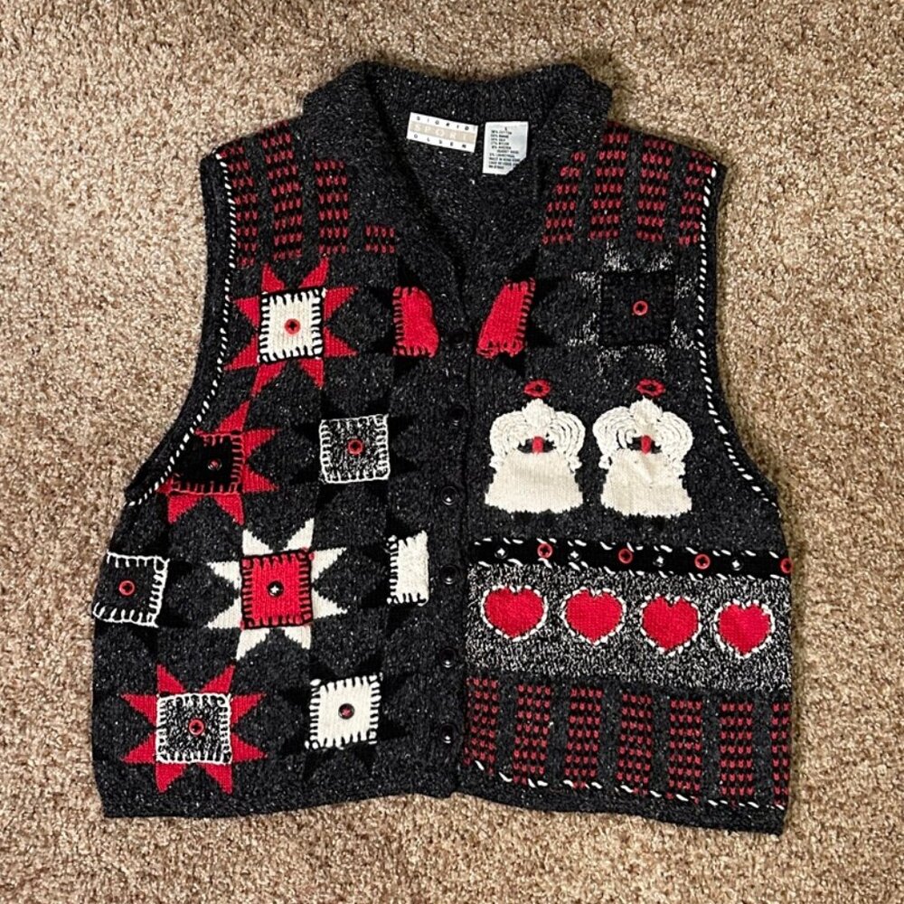 Sigrid Olsen Christmas Sweater Vest Women's Size Large